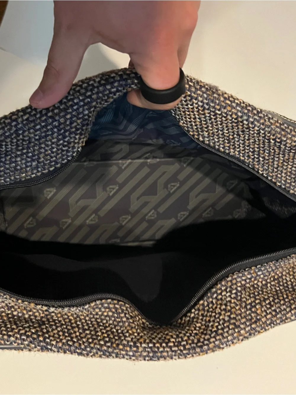Jordache Brown Tweed Messenger Bag with Black Trim